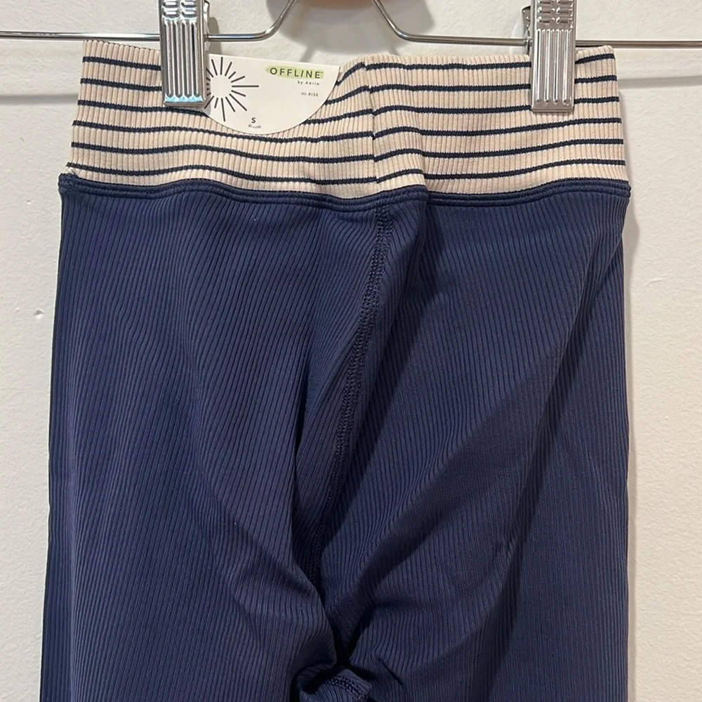 NWT Aerie Offline Womens Navy Ribbed 7/8 Legging Drawstring - Size Small - Picture 8 of 11